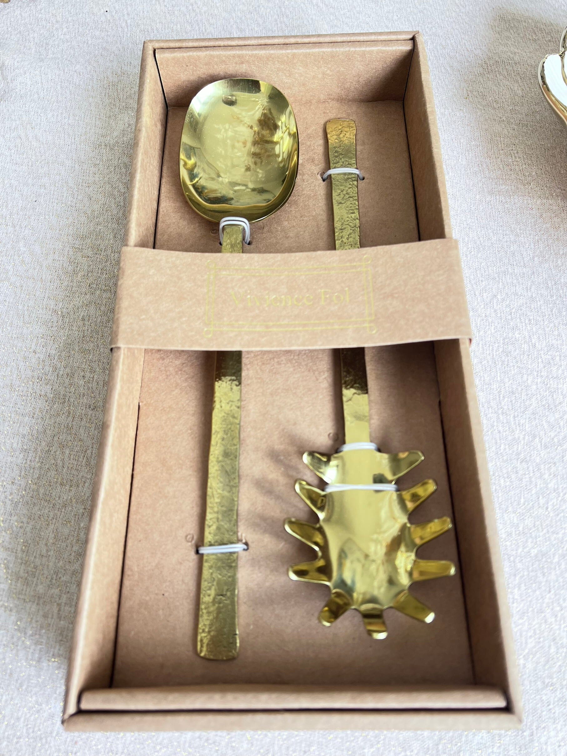 Set of 2 Gold Pasta Servers High Class Touch 