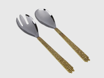 Set of 2 Salad Servers - Gold/ Nickel Salad server set High Class Touch - Home Decor 