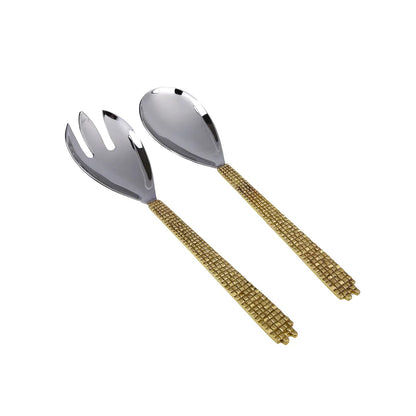 Set of 2 Salad Servers - Gold/ Nickel Salad server set High Class Touch - Home Decor 