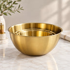 Set of 3 Stainless Steel Gold Mixing Bowls Serving Bowls High Class Touch - Home Decor 