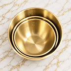 Set of 3 Stainless Steel Gold Mixing Bowls Serving Bowls High Class Touch - Home Decor 