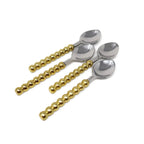 Set of 4 Gold Beaded Handles Dessert and Tea Spoons/Forks - High Class Touch