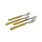 Set of 4 Gold Beaded Handles Dessert and Tea Spoons/Forks - High Class Touch