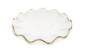Set of 4 White Smoked Dinner Plates with Gold Scalloped Rim Dinnerware Sets High Class Touch - Home Decor 4 Dessert Plates 