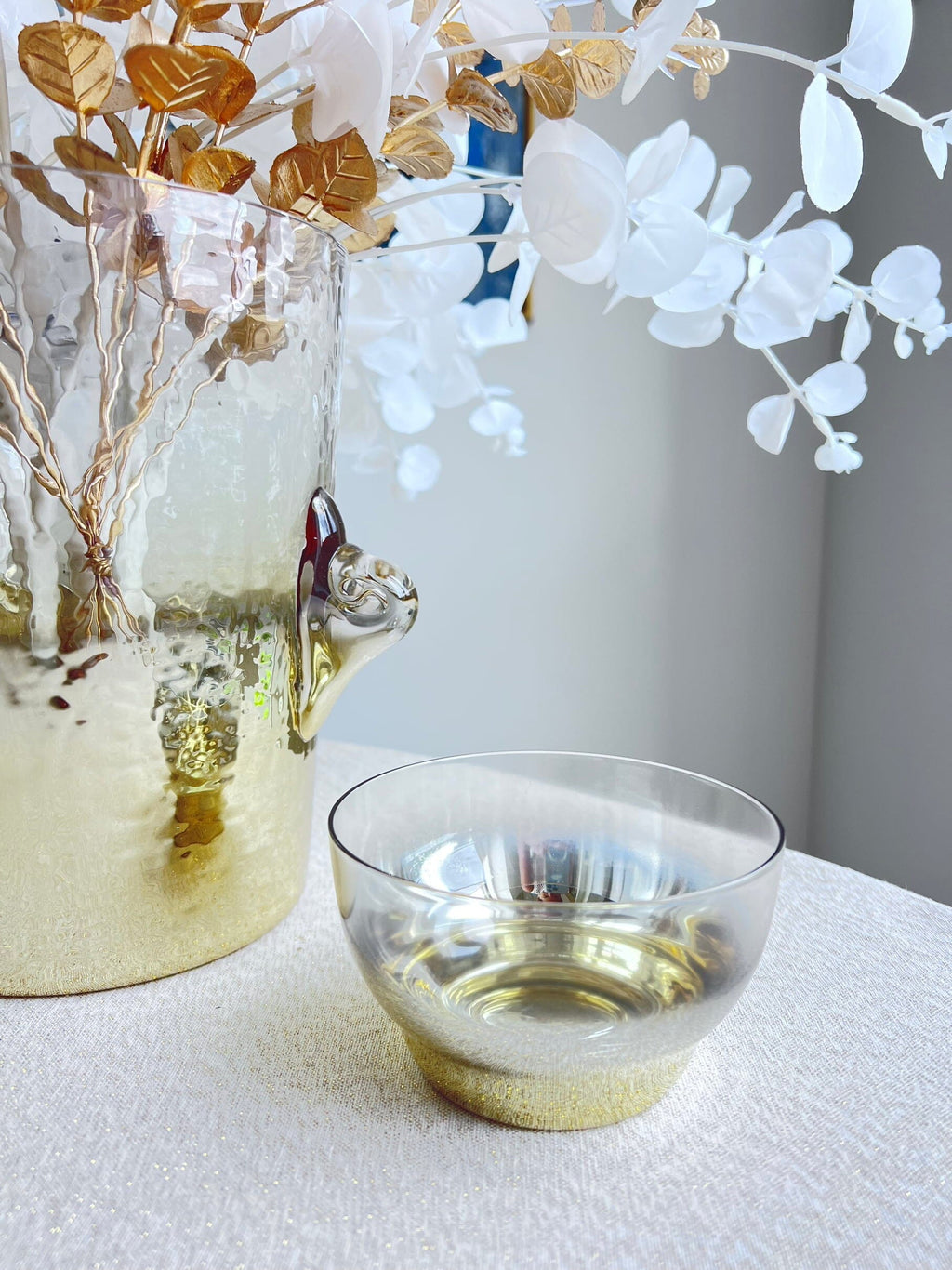 Set of 6 Dessert Bowls with Gold Ombre Design Water glasses High Class Touch - Home Decor 