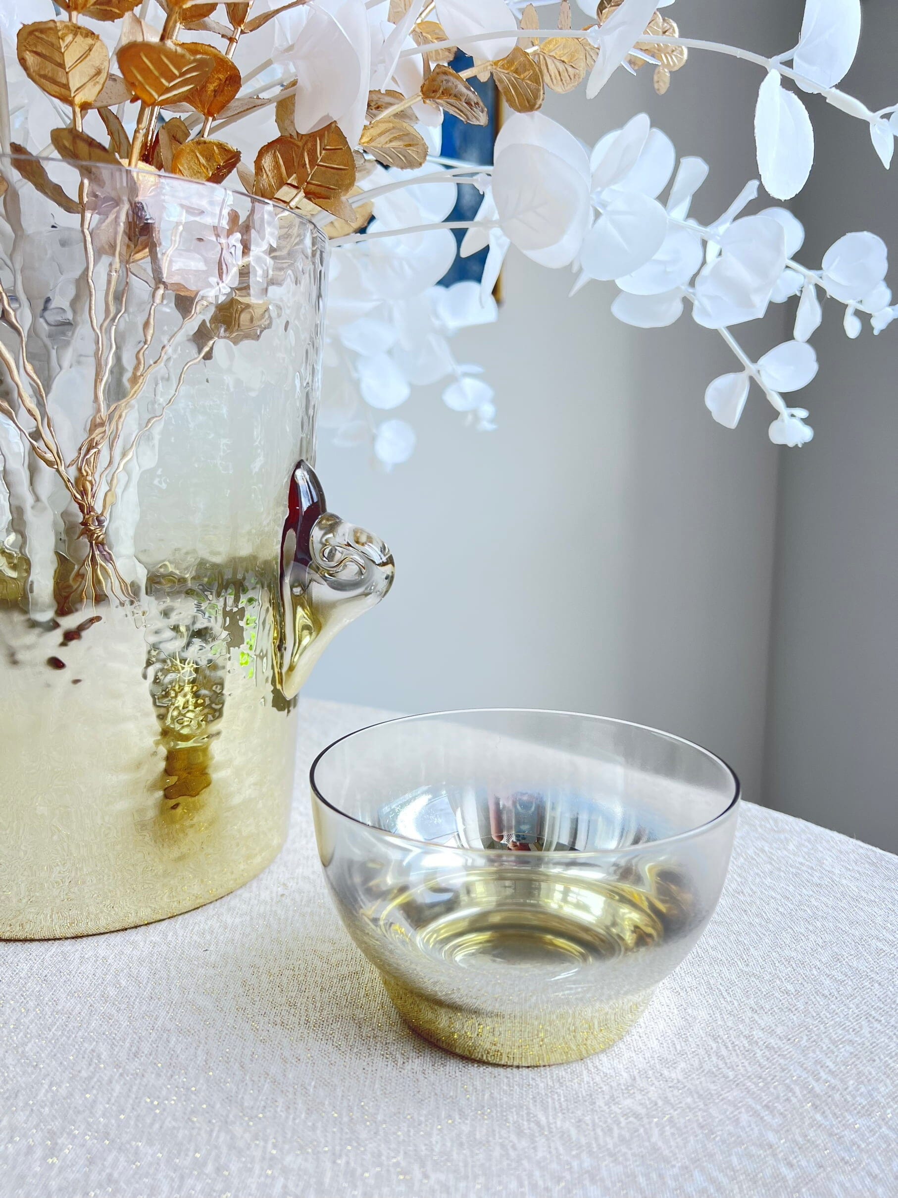 Set of 6 Dessert Bowls with Gold Ombre Design Water glasses High Class Touch - Home Decor 