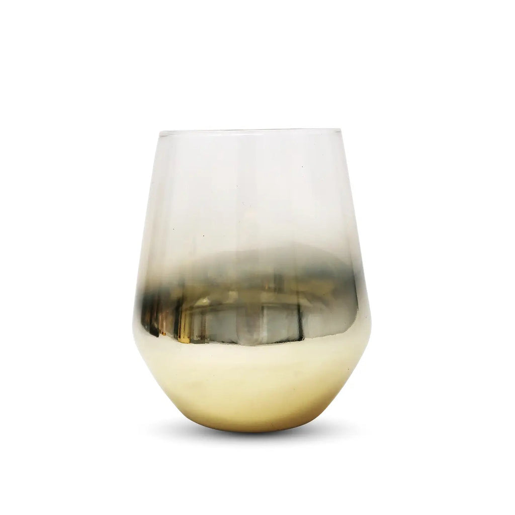 Set of 6 Glass Tumblers with Gold Ombre Design Water glasses High Class Touch - Home Decor 