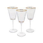 Set of 6 Square Shaped Hammered Glasses with Gold Rim Water glasses High Class Touch - Home Decor 