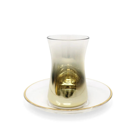 Tea Set of 6 with Gold Ombre Design Water glasses High Class Touch - Home Decor 