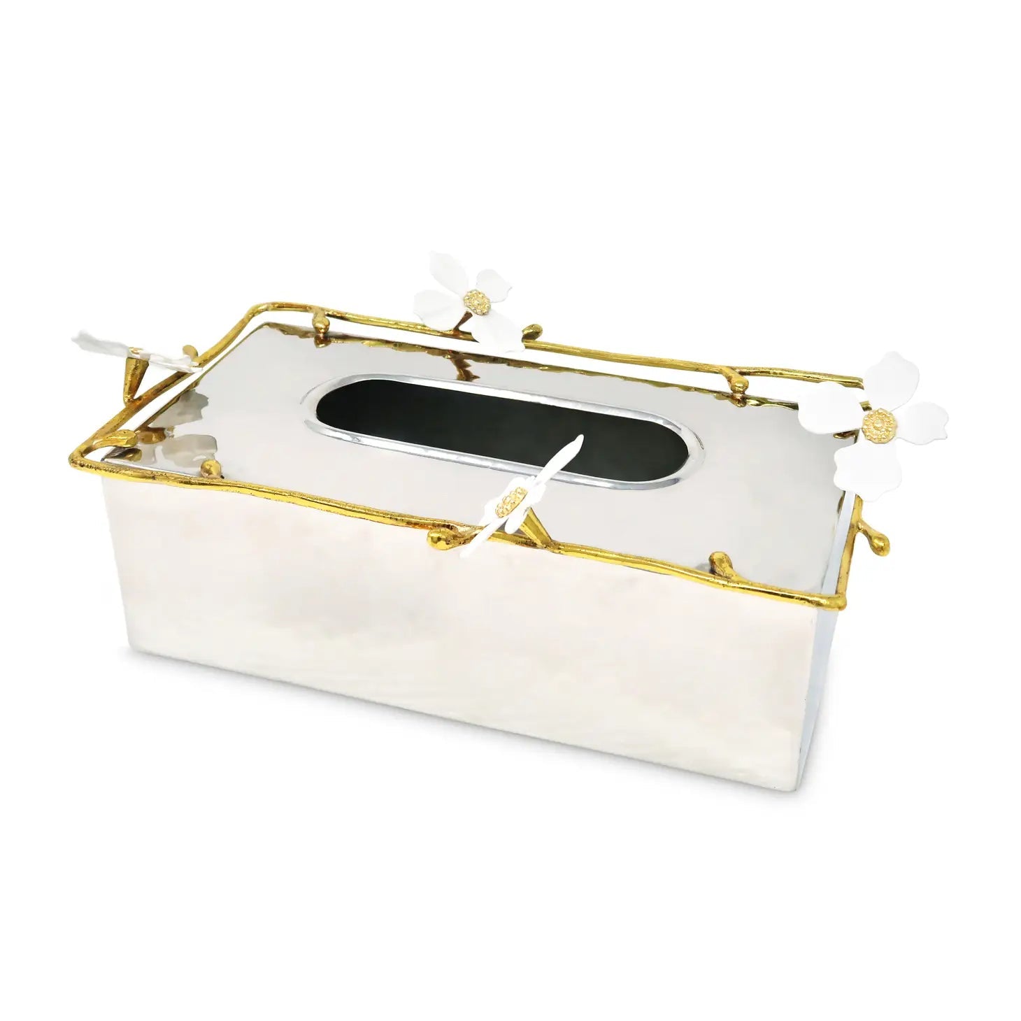 Tissue Box Cover with Jewel Flowers Design, 11" Facial Tissue Holders High Class Touch - Home Decor 