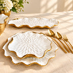 White & Gold Dinner Set — Gold Scalloped Edge - High Class Touch