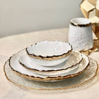 White Dinner Set Gold Scalloped Edge Design (1 seating) - High Class Touch
