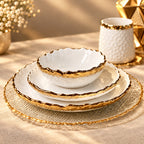White Dinner Set Gold Scalloped Edge Design (1 seating) - High Class Touch