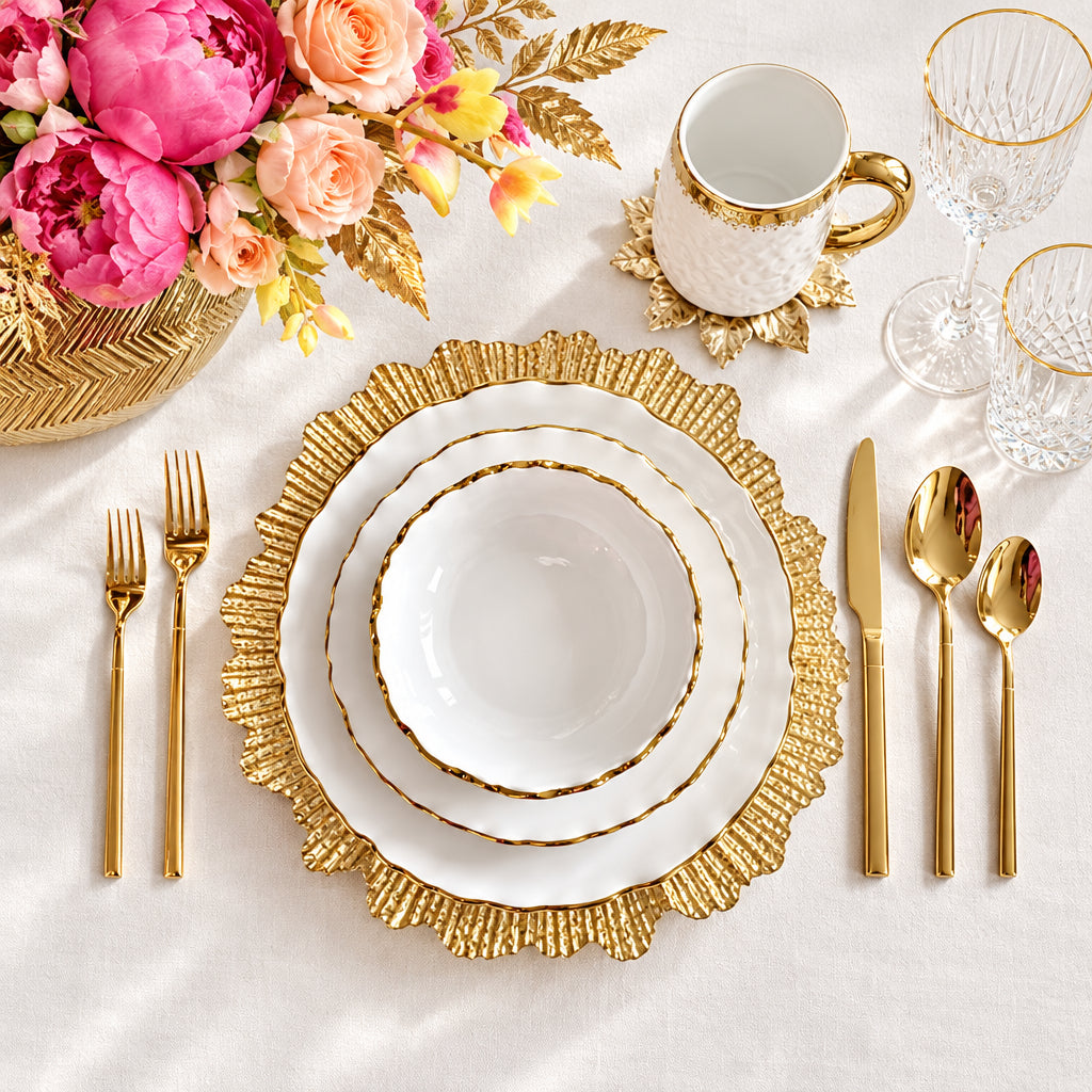 White and Gold Dinner Set | Luxury Porcelain Tableware UK | High Class ...
