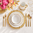 White Dinner Set Gold Scalloped Edge Design (1 seating) - High Class Touch