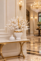 White Faux Flowers and Gold Eucalyptus Artificial Flora High Class Touch - Home Decor 