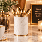 White Marble Cup with Gold Rim - High Class Touch