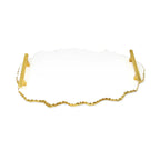 White Enamel Platter Tray with Gold Handles - 19.25"L - High Class Touch