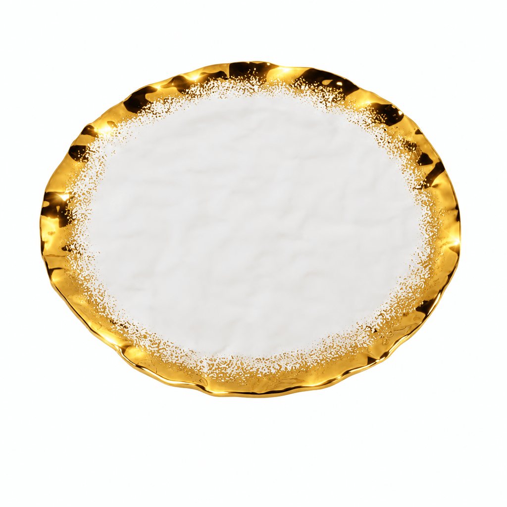 White Porcelain with Opulent Gold Border Dinner Plates Set - High Class Touch