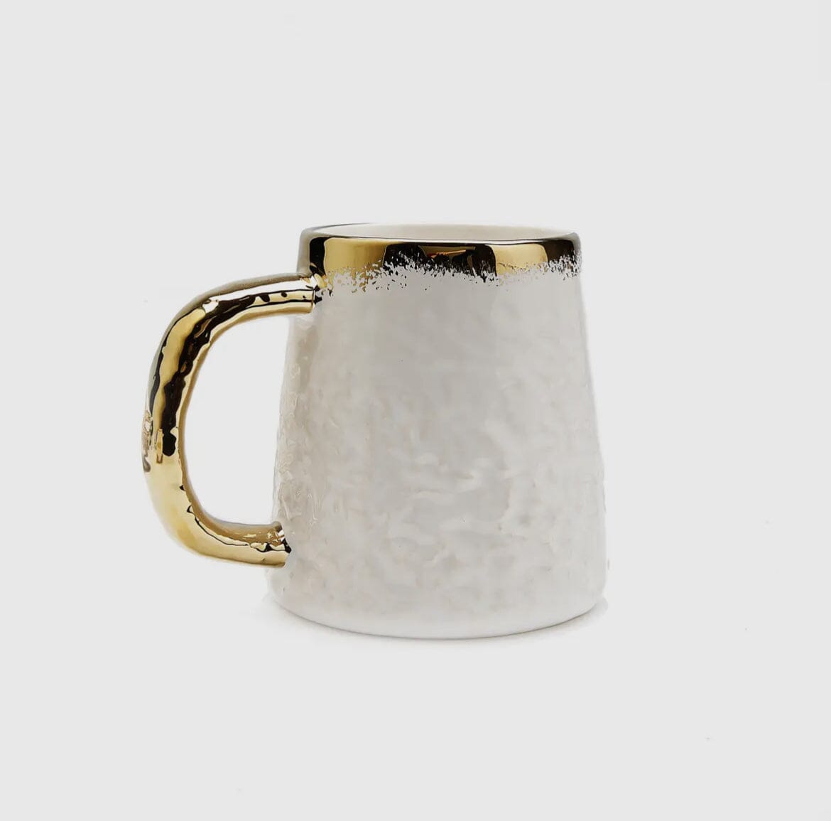 White Porcelain Tea Mug with Opulent Gold Border, Mugs and Tea Cup High Class Touch - Home Decor 