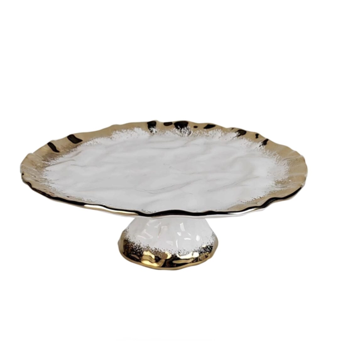 White Porcelain with Opulent Gold Border Dinner Plates Set Dinnerware Sets High Class Touch - Home Decor Cake Stand 