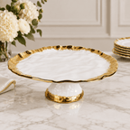 White Porcelain with Opulent Gold Border Dinner Plates Set - High Class Touch