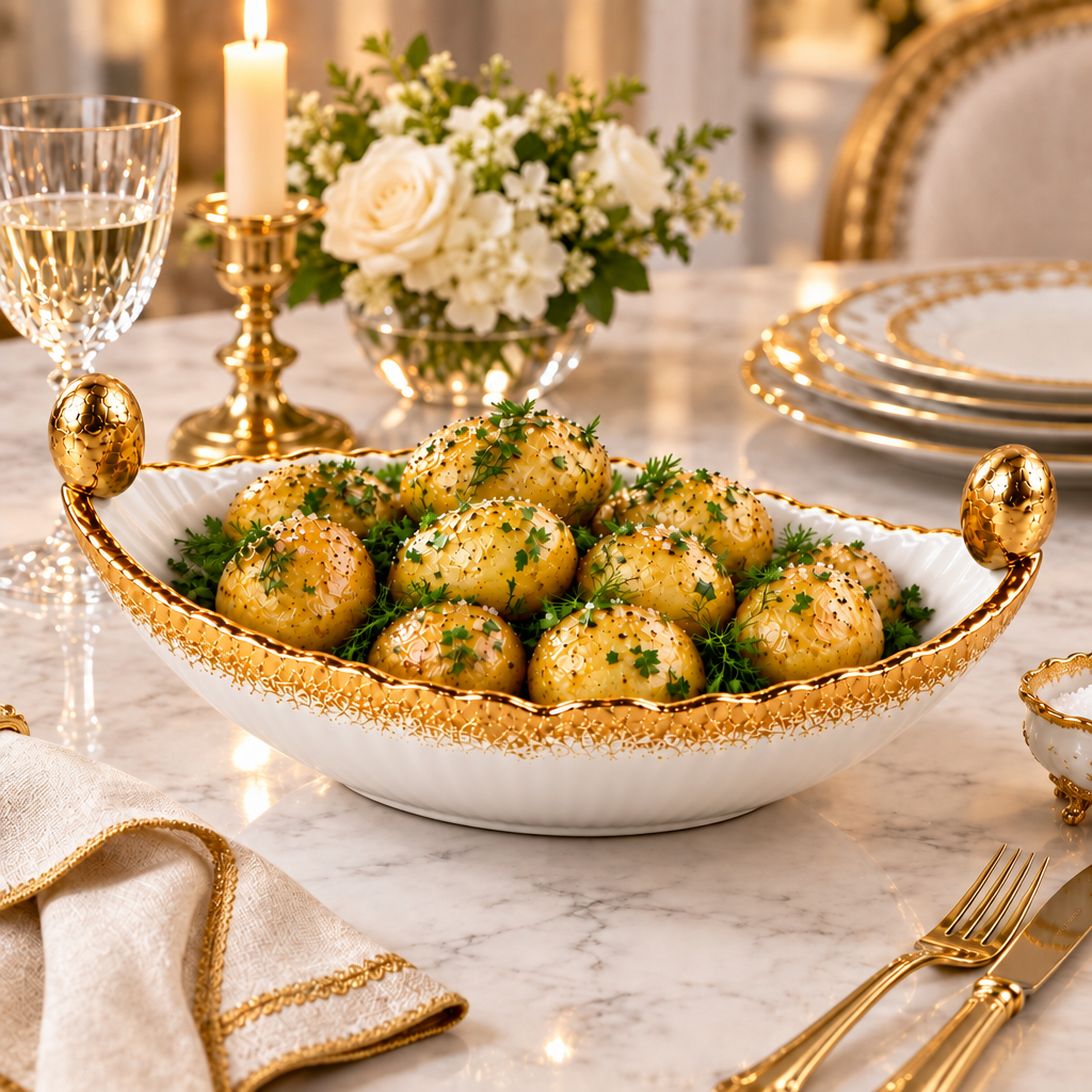 White Porcelain with Opulent Gold Border Serving bowl