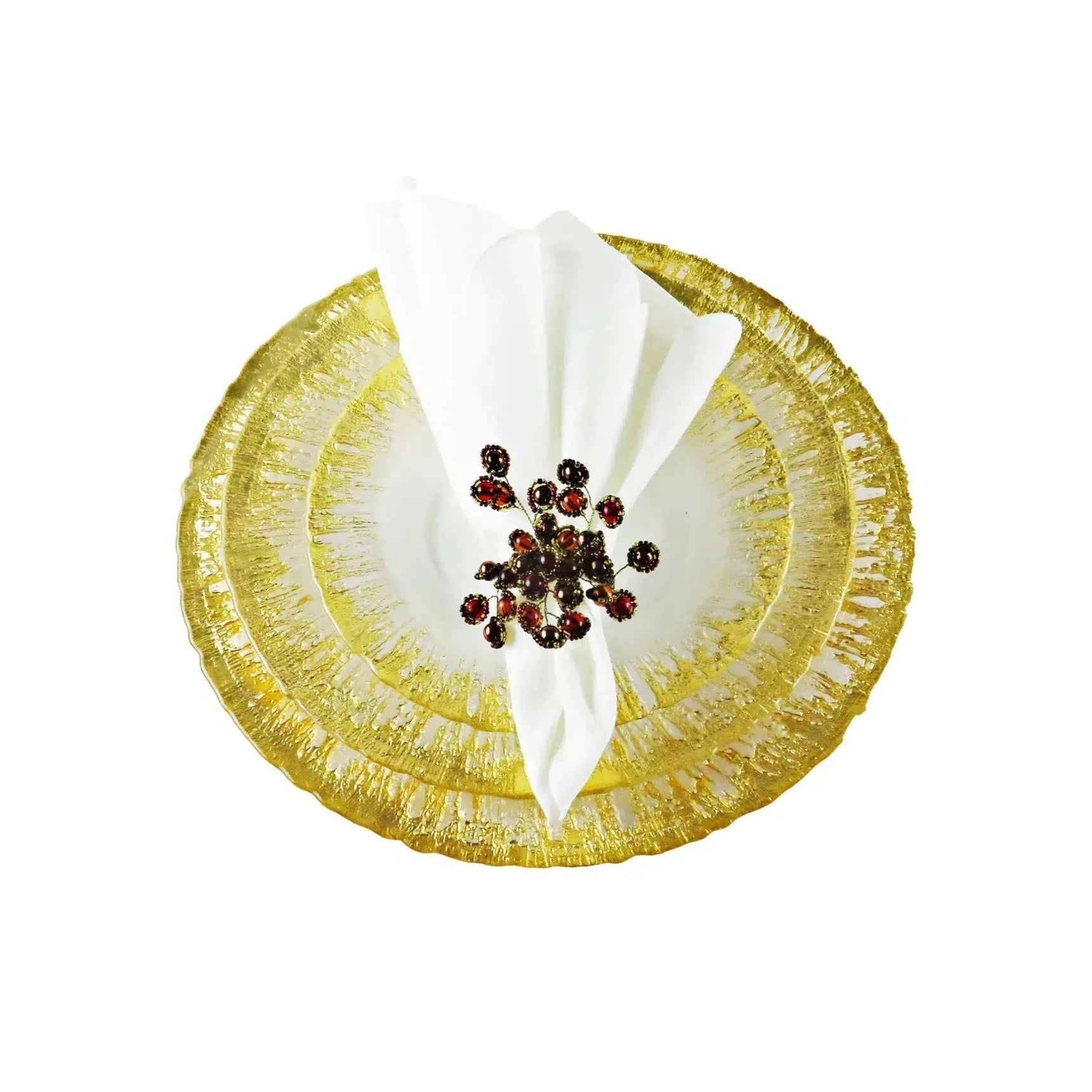 13" Flashy Gold Design Chargers - Set Of Four Charger plates High Class Touch - Home Decor 