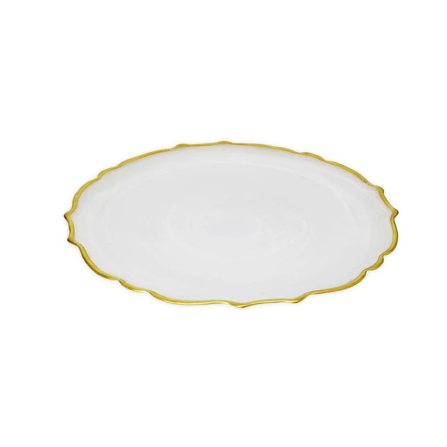 13"D Set Of Four Alabaster White Chargers Charger plates High Class Touch - Home Decor 