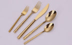20 Pcs Gold Hammered handle Cutlery set Cutlery High Class Touch - Home Decor 