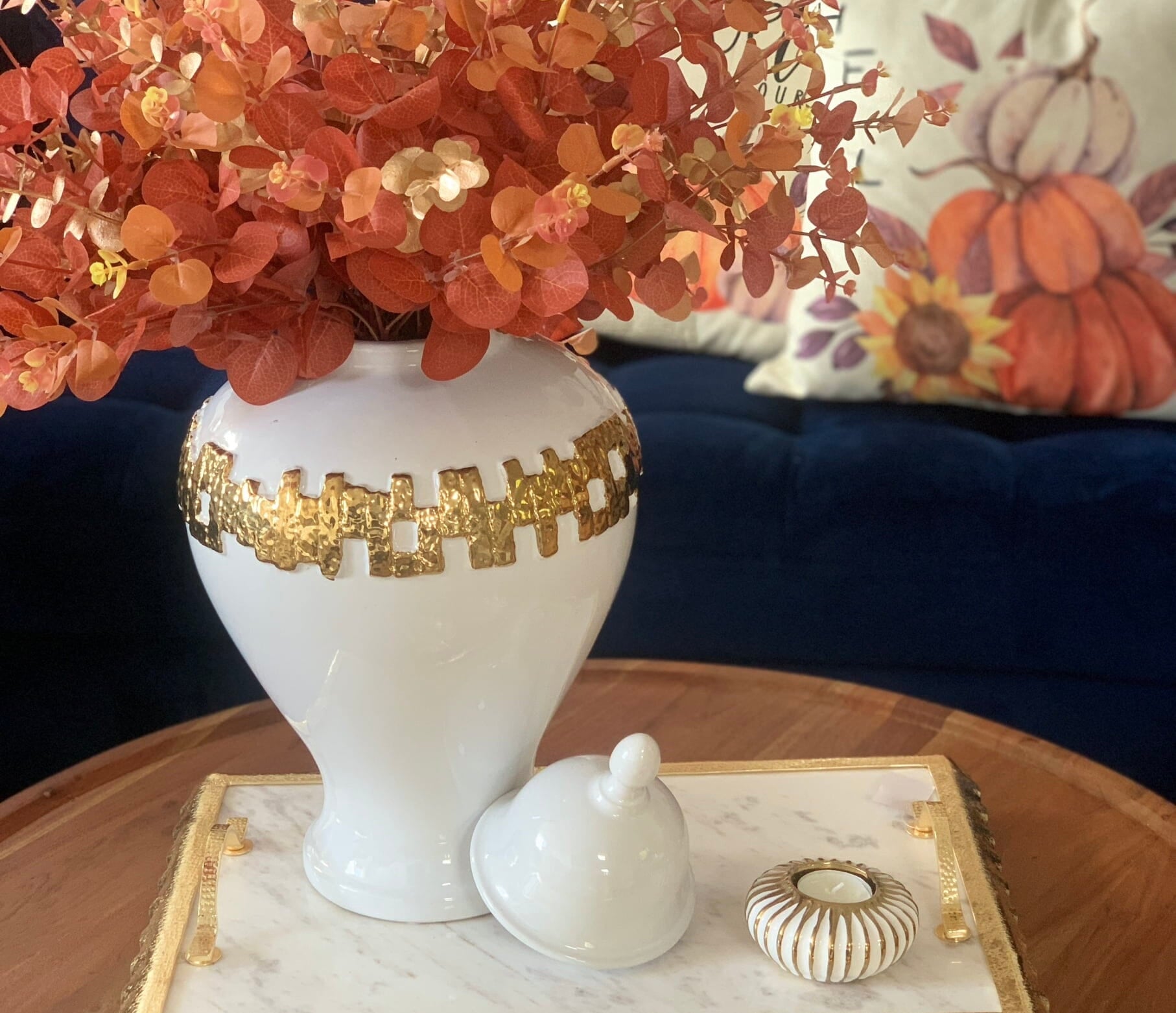 Autumn and Gold Artificial Flower Arrangement Artificial Flora High Class Touch - Home Decor 