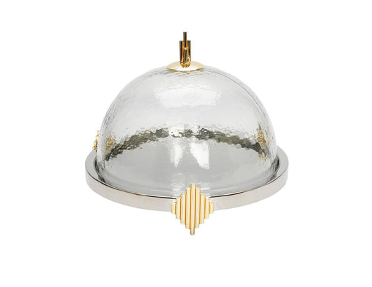 Cake Dome with Gold Symmetrical Design Cake Stands High Class Touch - Home Decor 