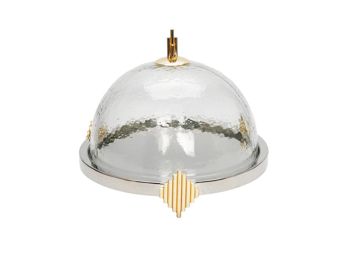 Cake Dome with Gold Symmetrical Design Cake Stands High Class Touch - Home Decor 