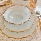 Cake Stand in Alabaster white With Gold Trim Cake Stands High Class Touch - Home Decor 