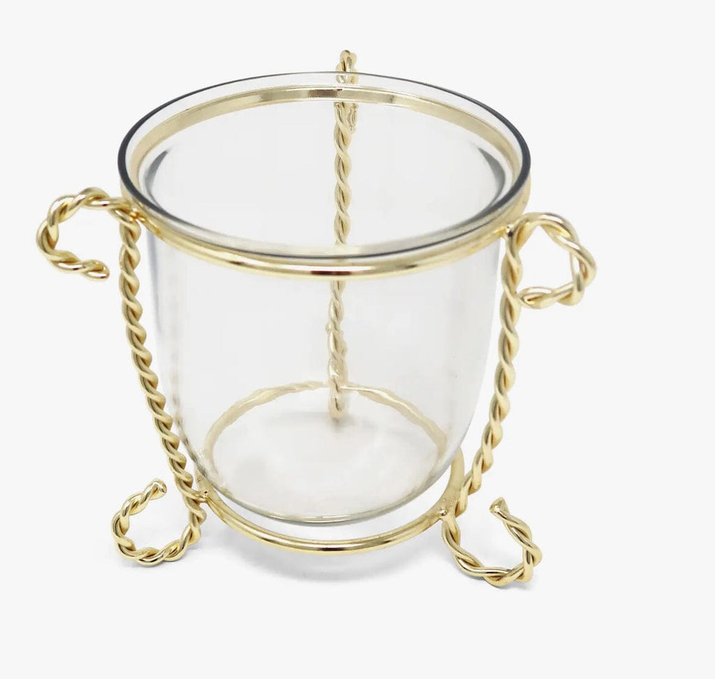 Glass Candle Holder On Gold Brass Stand, 4" Candle Holders High Class Touch - Home Decor 