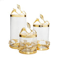 Glass Canister Jar with Gold Leaf Lid Canisters High Class Touch - Home Decor 