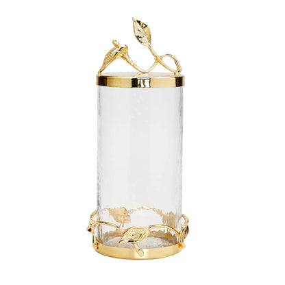 Glass Canister Jar with Gold Leaf Lid Canisters High Class Touch - Home Decor 
