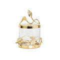 Glass Canister Jar with Gold Leaf Lid Canisters High Class Touch - Home Decor 