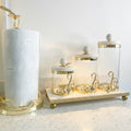 Glass Canister with Gold Design and Marble Lid Canisters High Class Touch - Home Decor 