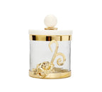Glass Canister with Gold Design and Marble Lid Canisters High Class Touch - Home Decor Small 