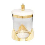 Glass Canister with Marble Lid and Symmetrical Gold Design Canisters High Class Touch - Home Decor 