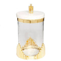 Glass Canister with Marble Lid and Symmetrical Gold Design Canisters High Class Touch - Home Decor 