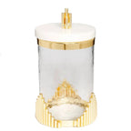 Glass Canister with Marble Lid and Symmetrical Gold Design Canisters High Class Touch - Home Decor 