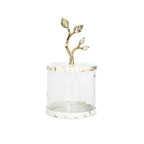 Glass Coffee Jar Leaf Handle Lid Canisters High Class Touch - Home Decor 