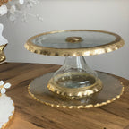 Glass Lazy Susan Tray with Gold Edge Decorative Trays High Class Touch - Home Decor 