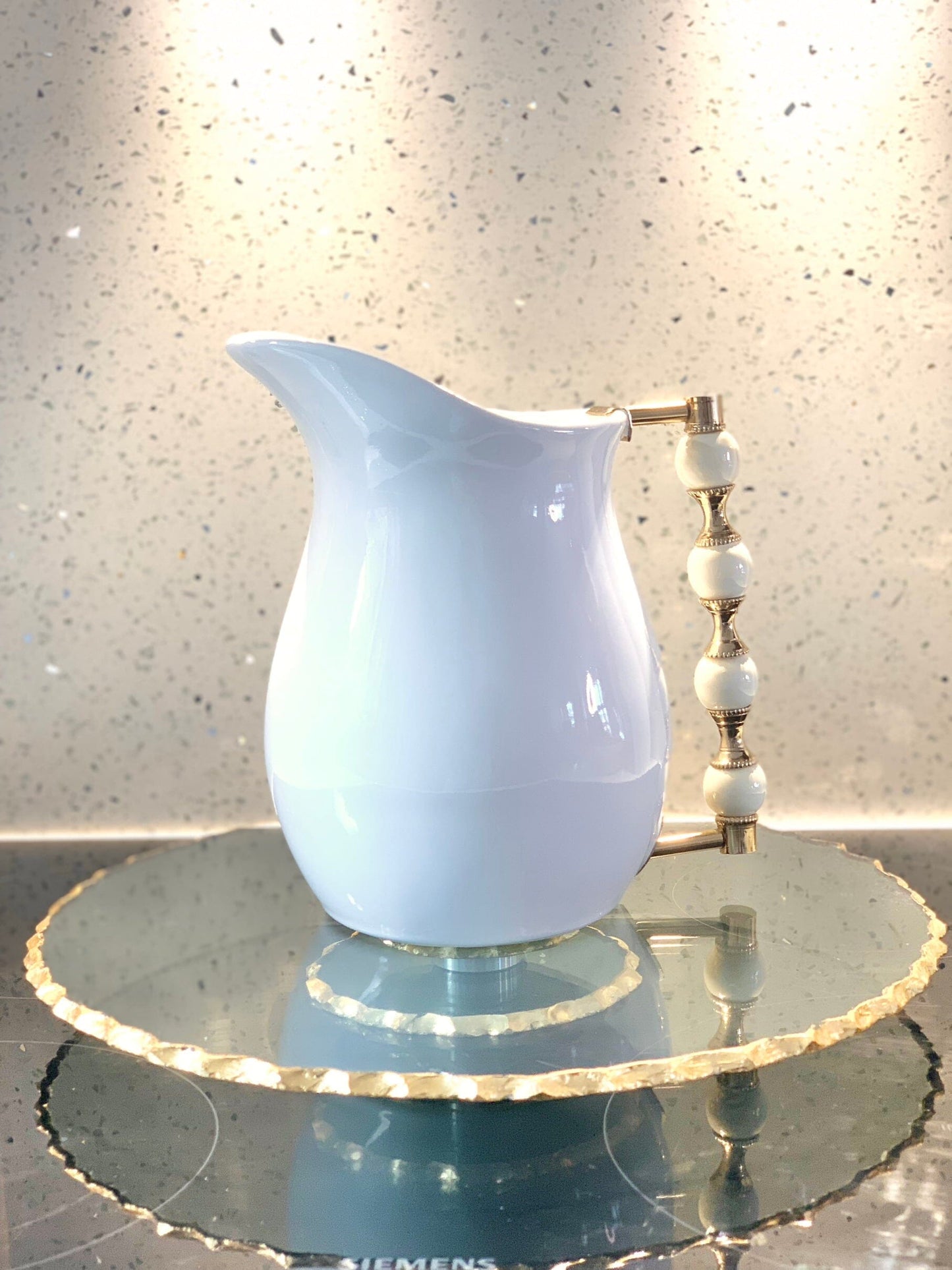 Glass Lazy Susan Tray with Gold Edge Decorative Trays High Class Touch - Home Decor 