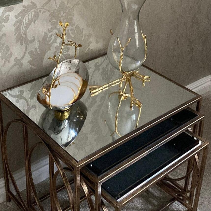 Glass Vase With Gold Twig Base Vases High Class Touch - Home Decor 