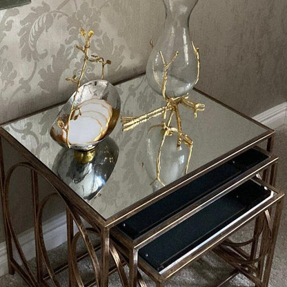 Glass Vase With Gold Twig Base Vases High Class Touch - Home Decor 