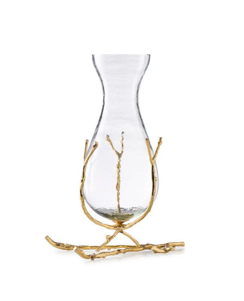 Glass Vase With Gold Twig Base Vases High Class Touch - Home Decor 