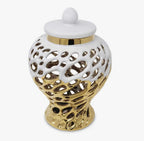 Gold and White Design Ginger Jar Medium - High Class Touch